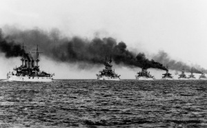America's Great White Fleet traveled around the world on a 14-month voyage starting in 1907 in a display of growing U.S. naval strength. 
