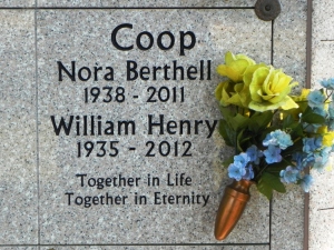The grave of William and Nora Coop, Fern Prairie Cemetery, Camas, Washington.