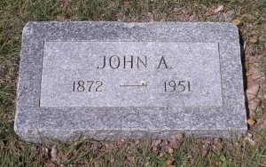 John A. Dillon's tombstone in the Larned Cemetery.