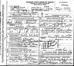 The 1930 death certificate for Lemuel Green.